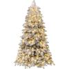 imagePreLit Artificial Snow Christmas Tree 6ft Flocked Hinged Xmas Tree with 260L Warm White Ball Lights ampamp Led Lights 8 Lighting Modes and Metal Stand for Holiday Decoration ampamp Home Party 6FT6ft