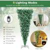 imagePreLit Christmas Tree 75 FT Upside Down Inverted Full Snowy Artificial Xmas with 1100 Branch Tips Warm Yellow LED Lights 8 Lighting Modes for Home Festival Decoration Green