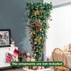 imagePreLit Christmas Tree 75 FT Upside Down Inverted Full Snowy Artificial Xmas with 1100 Branch Tips Warm Yellow LED Lights 8 Lighting Modes for Home Festival Decoration Green