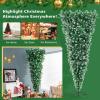 imagePreLit Christmas Tree 75 FT Upside Down Inverted Full Snowy Artificial Xmas with 1100 Branch Tips Warm Yellow LED Lights 8 Lighting Modes for Home Festival Decoration Green