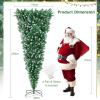 imagePreLit Christmas Tree 75 FT Upside Down Inverted Full Snowy Artificial Xmas with 1100 Branch Tips Warm Yellow LED Lights 8 Lighting Modes for Home Festival Decoration Green