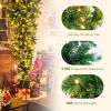 imagePreLit Christmas Tree 75 FT Upside Down Inverted Full Snowy Artificial Xmas with 1100 Branch Tips Warm Yellow LED Lights 8 Lighting Modes for Home Festival Decoration Green