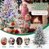 imagePreLit Flocked Christmas Tree 6FT Hinged Artificial Xmas Tree with 8 Lighting Modes MultiColor LED Lights PVC ampamp PE Vivid Branch Tips Festival Decoration Tree for Home 6FT6FT