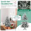 imagePreLit Flocked Christmas Tree 6FT Hinged Artificial Xmas Tree with 8 Lighting Modes MultiColor LED Lights PVC ampamp PE Vivid Branch Tips Festival Decoration Tree for Home 6FT45FT