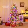 imagePreLit Flocked Christmas Tree 6FT Hinged Artificial Xmas Tree with 8 Lighting Modes MultiColor LED Lights PVC ampamp PE Vivid Branch Tips Festival Decoration Tree for Home 6FT6FT