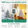 imagePreLit Flocked Christmas Tree 6FT Hinged Artificial Xmas Tree with 8 Lighting Modes MultiColor LED Lights PVC ampamp PE Vivid Branch Tips Festival Decoration Tree for Home 6FT6FT