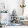 imagePreLit Flocked Christmas Tree 6FT Hinged Artificial Xmas Tree with 8 Lighting Modes MultiColor LED Lights PVC ampamp PE Vivid Branch Tips Festival Decoration Tree for Home 6FT7FT