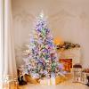 imagePreLit Flocked Christmas Tree 6FT Hinged Artificial Xmas Tree with 8 Lighting Modes MultiColor LED Lights PVC ampamp PE Vivid Branch Tips Festival Decoration Tree for Home 6FT6FT