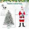 imagePreLit Snow Christmas Tree 45 FT Hinged Artificial Xmas Tree with Metal Foldable Stand Wrapped Warm White LED Lights Flocked Decoration Christmas Tree for Home Living Room 45FT4ft 6in