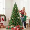 imagePrelit Artificial Christmas Tree Green PVC Xmas Decoration with Warm White LED Lights 510 Branch Tips EasytoAssemble Hinged Tree for Indoor Home Office Holiday Decoration 5ft7ft