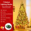 imagePrelit Artificial Christmas Tree Green PVC Xmas Decoration with Warm White LED Lights 510 Branch Tips EasytoAssemble Hinged Tree for Indoor Home Office Holiday Decoration 5ft7ft