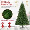 imagePrelit Artificial Christmas Tree Green PVC Xmas Decoration with Warm White LED Lights 510 Branch Tips EasytoAssemble Hinged Tree for Indoor Home Office Holiday Decoration 5ft7ft