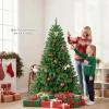 imagePrelit Artificial Christmas Tree Green PVC Xmas Decoration with Warm White LED Lights 510 Branch Tips EasytoAssemble Hinged Tree for Indoor Home Office Holiday Decoration 5ft6ft