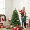 imagePrelit Artificial Christmas Tree Green PVC Xmas Decoration with Warm White LED Lights 510 Branch Tips EasytoAssemble Hinged Tree for Indoor Home Office Holiday Decoration 5ft5ft