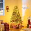 imagePrelit Artificial Christmas Tree Green PVC Xmas Decoration with Warm White LED Lights 510 Branch Tips EasytoAssemble Hinged Tree for Indoor Home Office Holiday Decoration 5ft6ft