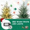 imagePrelit Artificial Christmas Tree Hinged Xmas Tree with Warm White LED Lights ampamp 8 Lighting Modes Holiday Decoration Tree for Home Office Porch BalconyGreen 6ft7ft