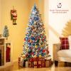 imagePrelit Christmas Tree 9FT Blue Artificial Xmas Tree with PVC Frosted ampamp Hinged Branch Tips Warm White LED Lights 8 Lighting Modes Decoration for Home Party Holiday 9FT7ft