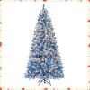 imagePrelit Christmas Tree 9FT Blue Artificial Xmas Tree with PVC Frosted ampamp Hinged Branch Tips Warm White LED Lights 8 Lighting Modes Decoration for Home Party Holiday 9FT9ft
