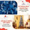 imagePrelit Christmas Tree 9FT Blue Artificial Xmas Tree with PVC Frosted ampamp Hinged Branch Tips Warm White LED Lights 8 Lighting Modes Decoration for Home Party Holiday 9FT8ft
