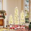 imagePrelit Snow Flocked Artificial Christmas Tree 3Piece Set with 3Ft4Ft5Ft Sizes Decorative Tree for Home Office Party Green ampamp White
