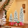 imagePrelit Snow Flocked Artificial Christmas Tree 3Piece Set with 3Ft4Ft5Ft Sizes Decorative Tree for Home Office Party Green ampamp White