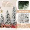 imagePrelit Snow Flocked Artificial Christmas Tree 3Piece Set with 3Ft4Ft5Ft Sizes Decorative Tree for Home Office Party Green ampamp White