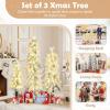 imagePrelit Snow Flocked Artificial Christmas Tree 3Piece Set with 3Ft4Ft5Ft Sizes Decorative Tree for Home Office Party Green ampamp White