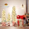 imagePrelit Snow Flocked Artificial Christmas Tree 3Piece Set with 3Ft4Ft5Ft Sizes Decorative Tree for Home Office Party Green ampamp White