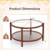 imageRattan Glass Coffee Table 2Tier Boho Table with Spacious Storage Space Wooden Modern Glass Coffee Table for Living RoomBedroom Office Meeting Room ampamp Balcony 31 x 17 Cherry