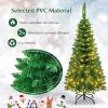imageSlim Artificial Pencil Christmas Tree PreLit Tree with NonGlaring LED Lights and Foldable Base Festive Decoration for Compact Room Passway Green Warm White Lights 65ftWarm White Lights