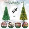imageSlim Artificial Pencil Christmas Tree PreLit Tree with NonGlaring LED Lights and Foldable Base Festive Decoration for Compact Room Passway Green Warm White Lights 65ftWarm White Lights