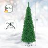 imageSlim Artificial Pencil Christmas Tree PreLit Tree with NonGlaring LED Lights and Foldable Base Festive Decoration for Compact Room Passway Green Warm White Lights 65ftWarm White Lights