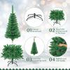 imageSlim Artificial Pencil Christmas Tree PreLit Tree with NonGlaring LED Lights and Foldable Base Festive Decoration for Compact Room Passway Green Warm White Lights 65ftWarm White Lights