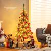 imageSlim Artificial Pencil Christmas Tree PreLit Tree with NonGlaring LED Lights and Foldable Base Festive Decoration for Compact Room Passway Green Warm White Lights 65ftWarm White Lights