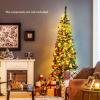 imageSlim Artificial Pencil Christmas Tree PreLit Tree with NonGlaring LED Lights and Foldable Base Festive Decoration for Compact Room Passway Green Warm White Lights 65ftWarm White Lights