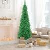 imageSlim Artificial Pencil Christmas Tree PreLit Tree with NonGlaring LED Lights and Foldable Base Festive Decoration for Compact Room Passway Green Warm White Lights 65ftWarm White Lights