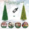 imageSlim Artificial Pencil Christmas Tree PreLit Tree with NonGlaring LED Lights and Foldable Base Festive Decoration for Compact Room Passway Green Warm White Lights 65ftWarm White Lights