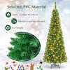 imageSlim Artificial Pencil Christmas Tree PreLit Tree with NonGlaring LED Lights and Foldable Base Festive Decoration for Compact Room Passway Green Warm White Lights 65ftWarm White Lights