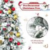 imageSnow Flocked Hinged Artificial Christmas Tree Full Holiday Xmas Tree Decoration with White Berries ampamp Poinsettia Flowers Slim Pencil Christmas Pine Tree with Autospread Branches ampamp Metal Base