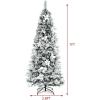 imageSnow Flocked Hinged Artificial Christmas Tree Full Holiday Xmas Tree Decoration with White Berries ampamp Poinsettia Flowers Slim Pencil Christmas Pine Tree with Autospread Branches ampamp Metal Base
