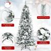 imageSnow Flocked Hinged Artificial Christmas Tree Full Holiday Xmas Tree Decoration with White Berries ampamp Poinsettia Flowers Slim Pencil Christmas Pine Tree with Autospread Branches ampamp Metal Base