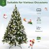 imageSnow Sprayed Christmas Tree 75FT Prelit Xmas Tree with 550 LED Lights Hinged Branches ampamp Removable Metal Stand Holiday Festival Artificial Tree for Indoor Decoration 75FT7ft 6in
