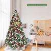 imageSnow Sprayed Christmas Tree 75FT Prelit Xmas Tree with 550 LED Lights Hinged Branches ampamp Removable Metal Stand Holiday Festival Artificial Tree for Indoor Decoration 75FT9ft