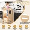 imageToddler Tower Height Adjustable Learning Standing Tower wSafety Rail ampamp Blackboard Montessori Wooden Toddler Kitchen Stool Helper for Bathroom Ages 18 Months to 6 Years NaturalNatural