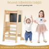 imageToddler Tower Height Adjustable Learning Standing Tower wSafety Rail ampamp Blackboard Montessori Wooden Toddler Kitchen Stool Helper for Bathroom Ages 18 Months to 6 Years NaturalNatural