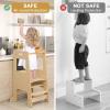 imageToddler Tower Height Adjustable Learning Standing Tower wSafety Rail ampamp Blackboard Montessori Wooden Toddler Kitchen Stool Helper for Bathroom Ages 18 Months to 6 Years NaturalNatural
