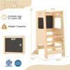 imageToddler Tower Height Adjustable Learning Standing Tower wSafety Rail ampamp Blackboard Montessori Wooden Toddler Kitchen Stool Helper for Bathroom Ages 18 Months to 6 Years NaturalNatural