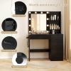 imageVanity Desk with Mirror and Lights Dressing Table with 4 Drawers Hutch Shelves Charging Station Hair Dryer Stand 3 Color Lighting Modern Makeup Vanity for Bedroom Living Room BlackBlack