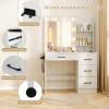 imageVanity Desk with Mirror and Lights Dressing Table with 4 Drawers Hutch Shelves Charging Station Hair Dryer Stand 3 Color Lighting Modern Makeup Vanity for Bedroom Living Room BlackWhite