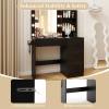 imageVanity Desk with Mirror and Lights Dressing Table with 4 Drawers Hutch Shelves Charging Station Hair Dryer Stand 3 Color Lighting Modern Makeup Vanity for Bedroom Living Room BlackBlack